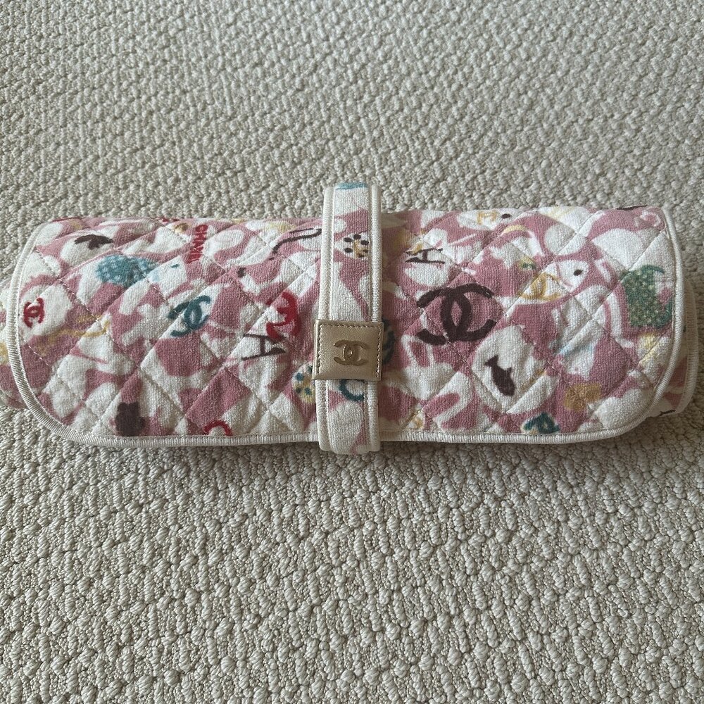 Authentic Chanel Terry Cloth Animal Print Diaper Changing Mat